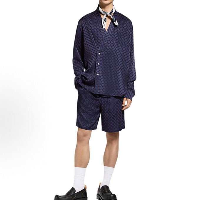 lv louis vuitton jacquard kimono style long sleeve shirt